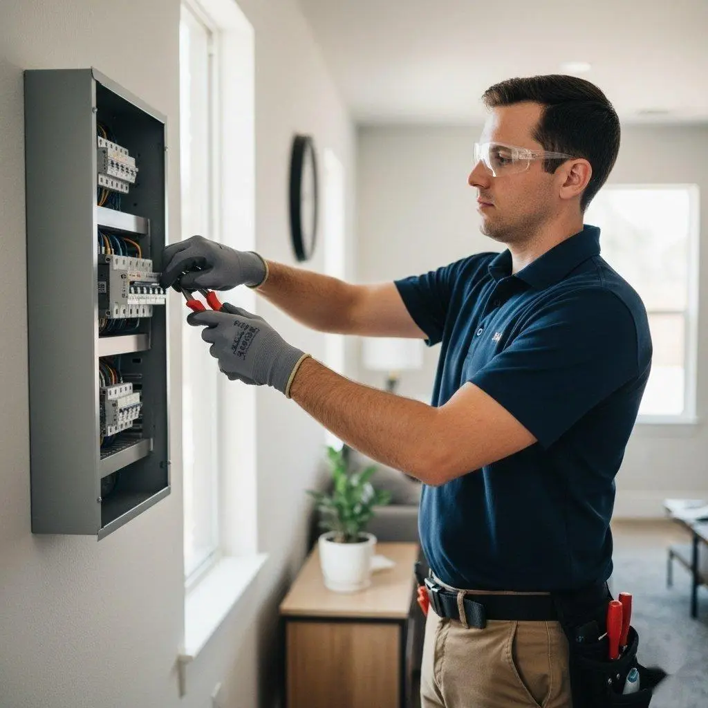Professional service technician at work